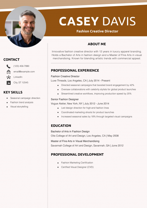 Fashion Creative Director Resume Example