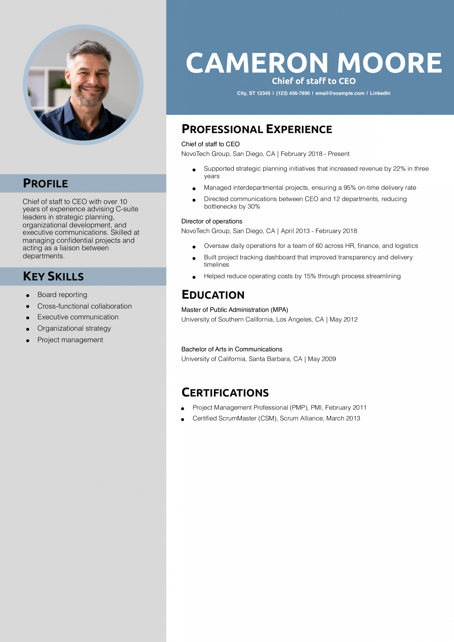 Chief of staff to CEO resume