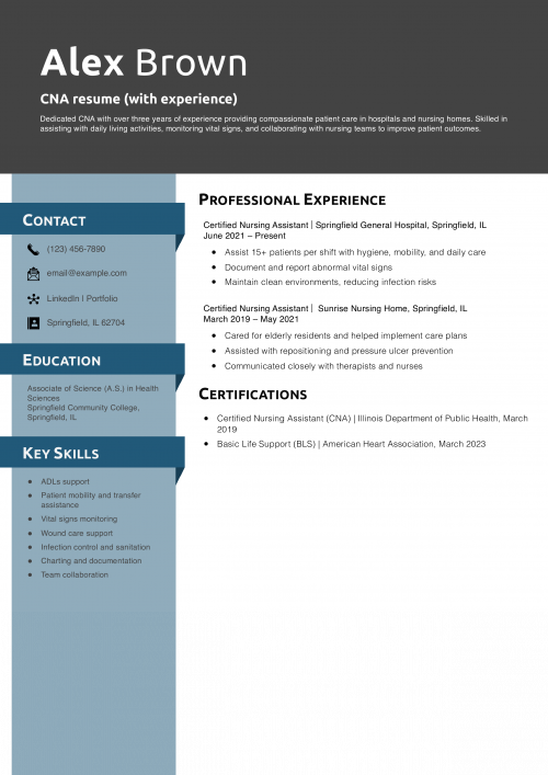 CNA resume (with experience)