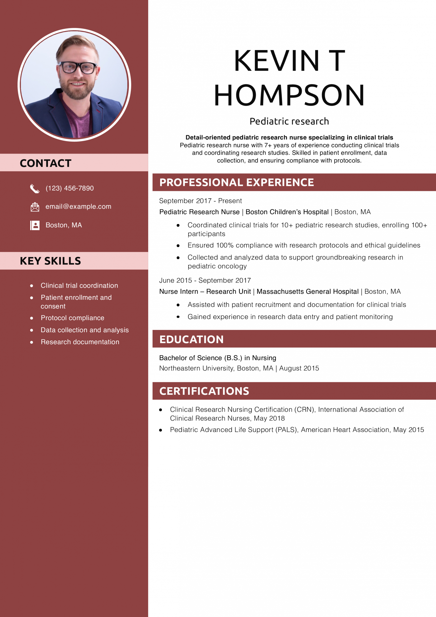 Pediatric research nurse resume