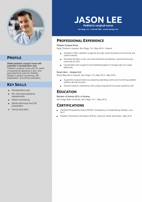 Pediatric surgical nurse resume