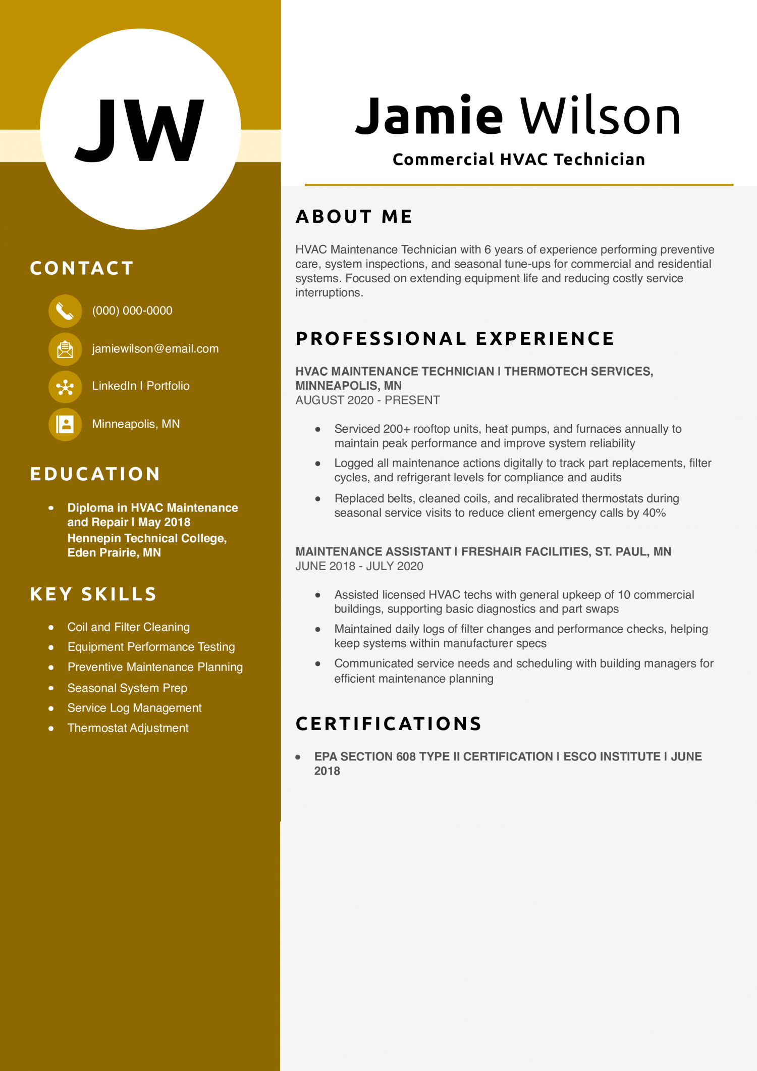 HVAC Maintenance Technician