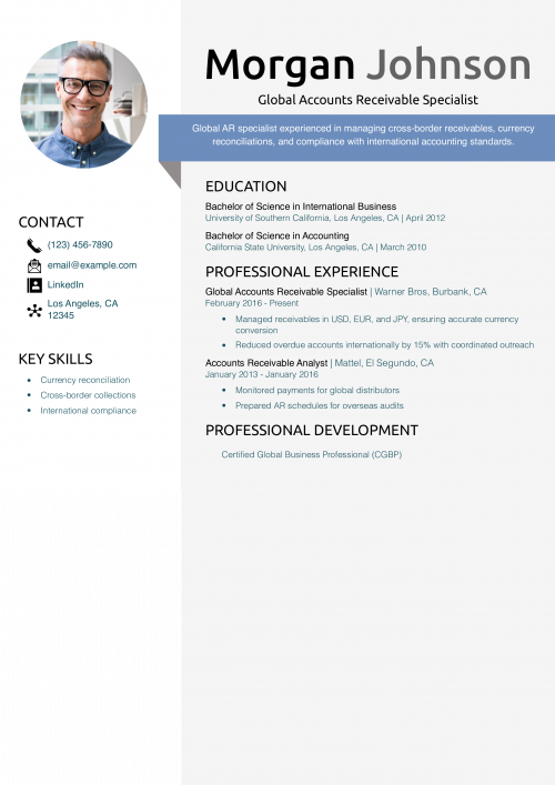 Global Accounts Receivable Specialist Resume Example