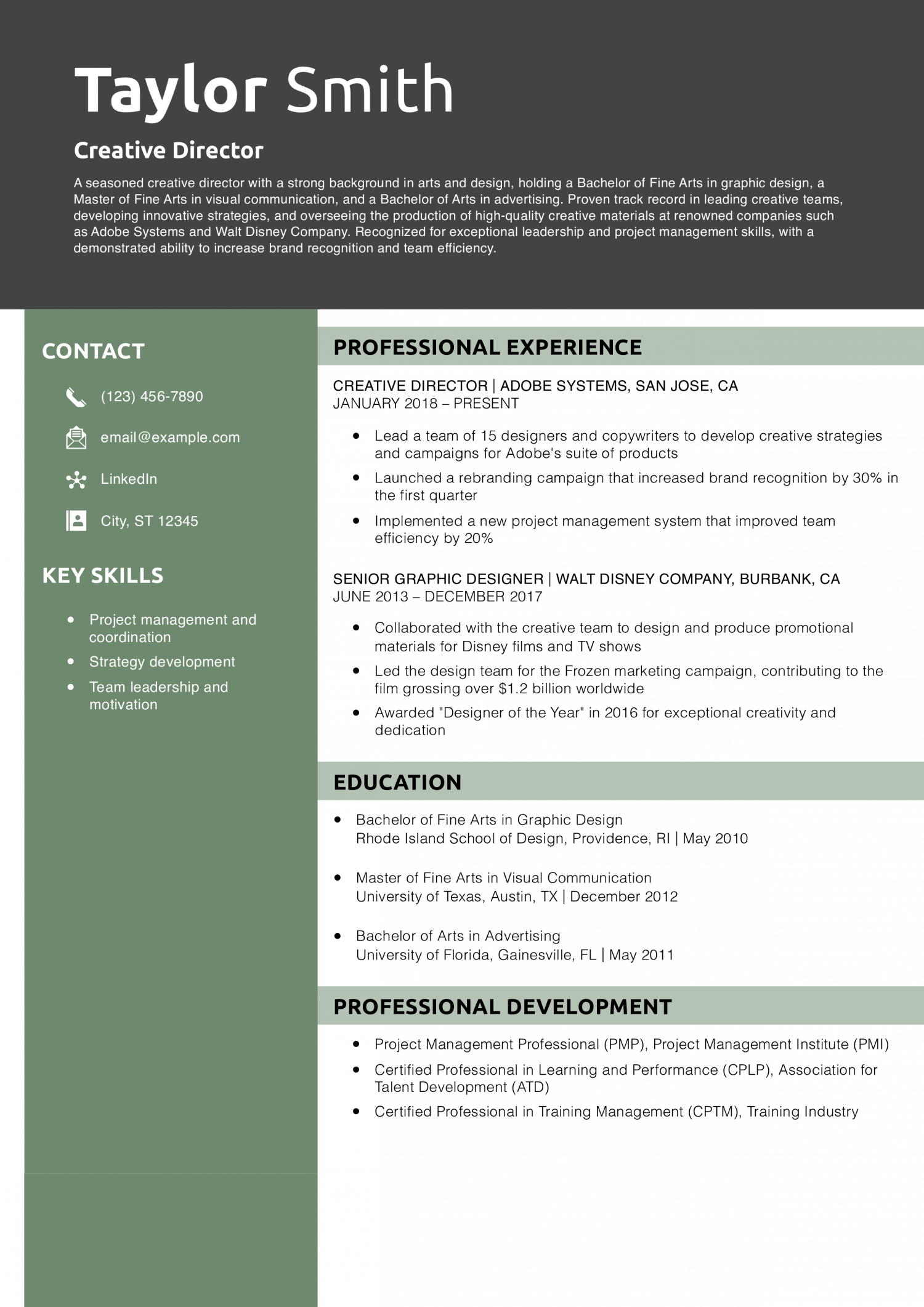 Creative Director Resume Example