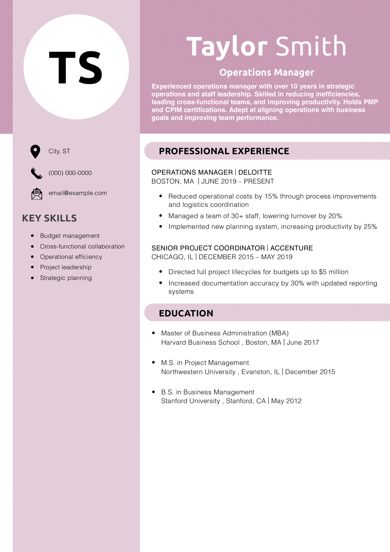 Operations Manager Resume 