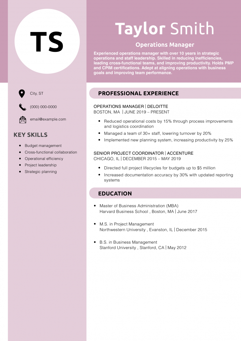 Operations Manager Resume 
