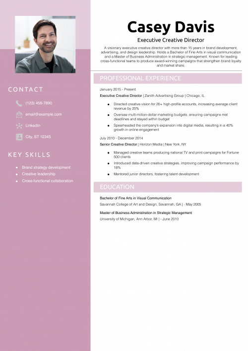 Executive Creative Director Resume Example