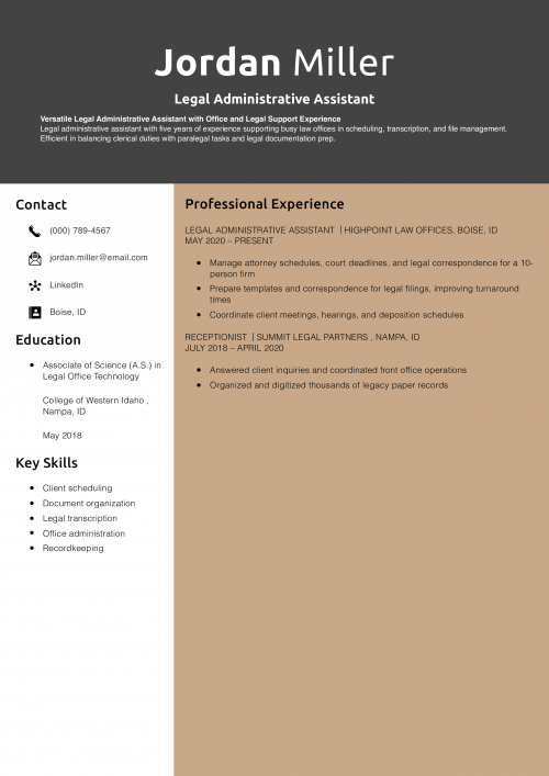 Legal Administrative Assistant Resume