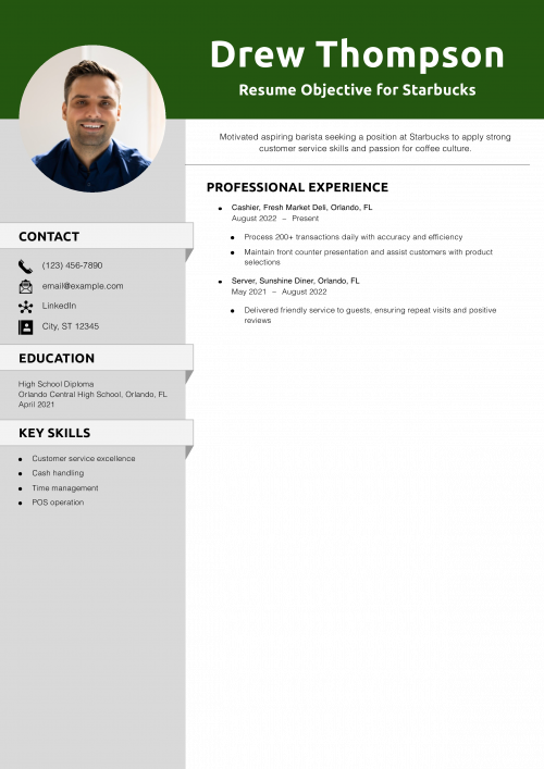 Resume Objective for Starbucks Example