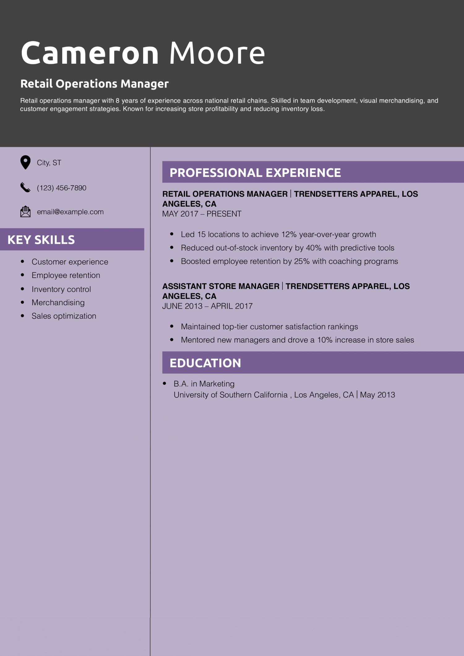 Retail Operations Manager Resume 