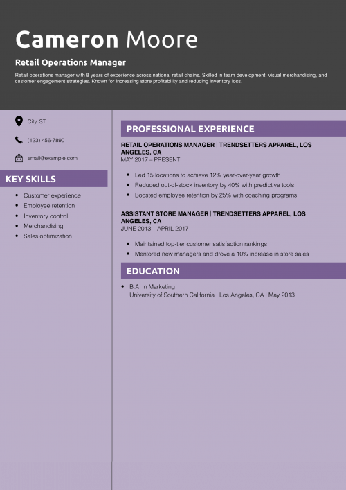 Retail Operations Manager Resume 
