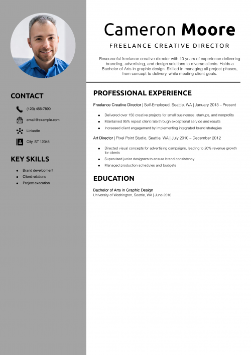 Freelance Creative Director Resume Example