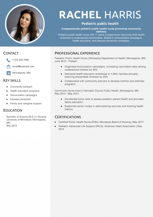 Pediatric public health nurse resume
