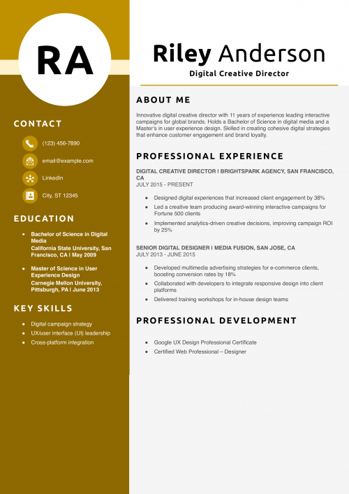 Digital Creative Director Resume Example