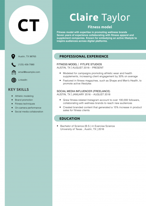 Fitness model resume