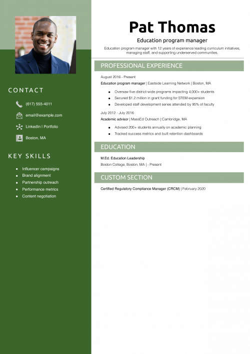 Education program manager resume