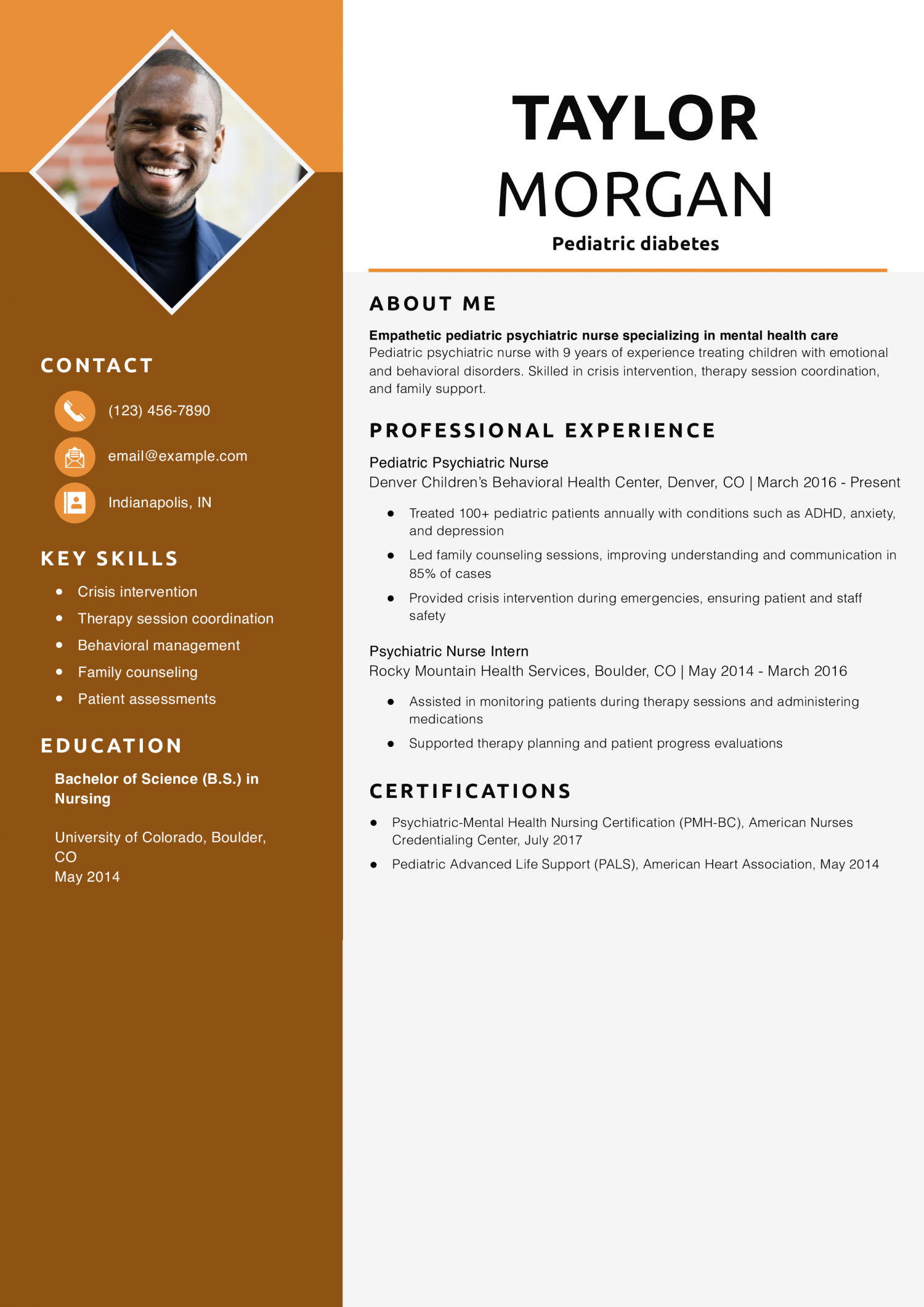Pediatric psychiatric nurse resume
