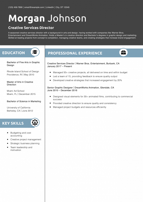 Creative Services Director Resume Example