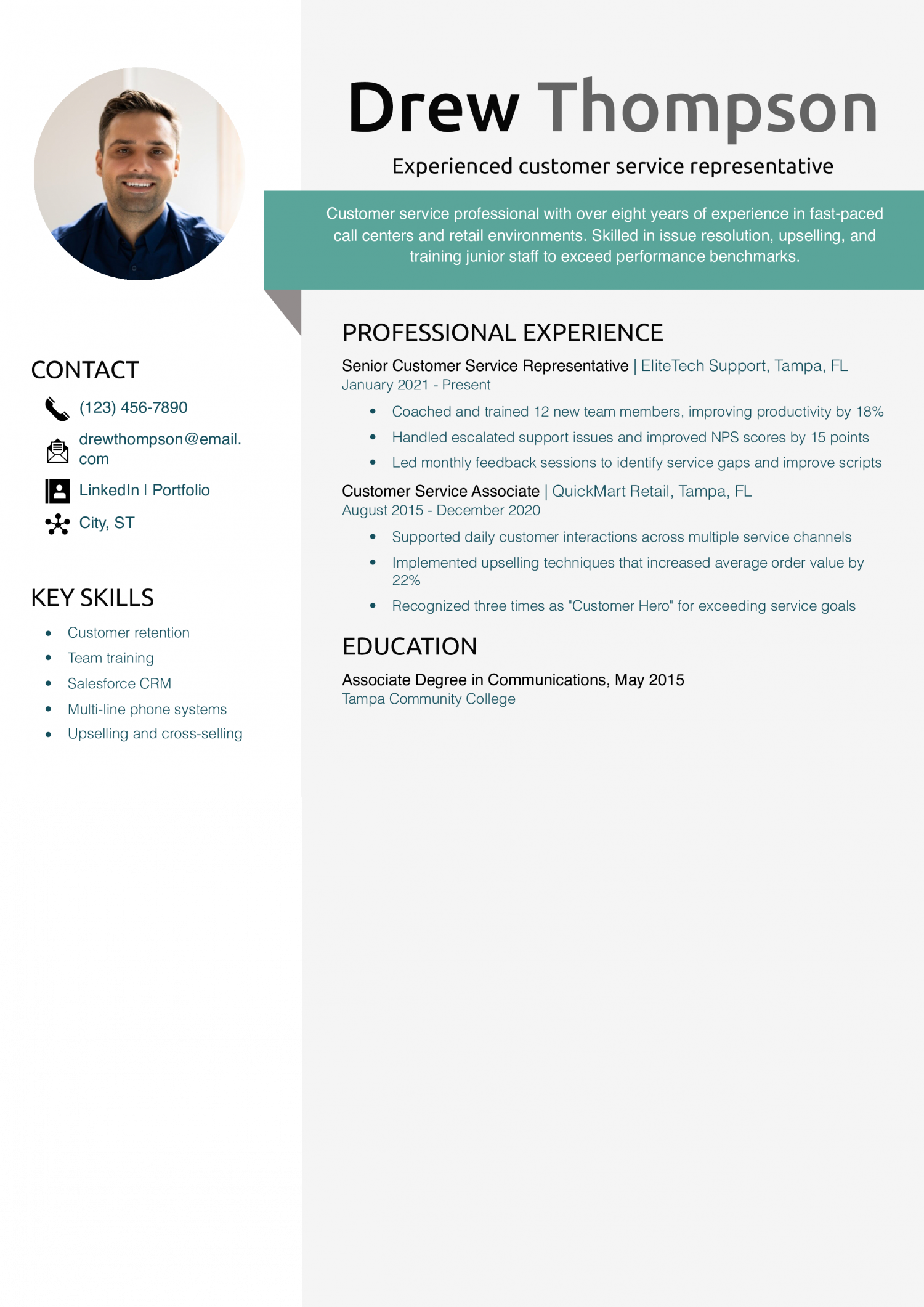 Experienced customer service representative resume
