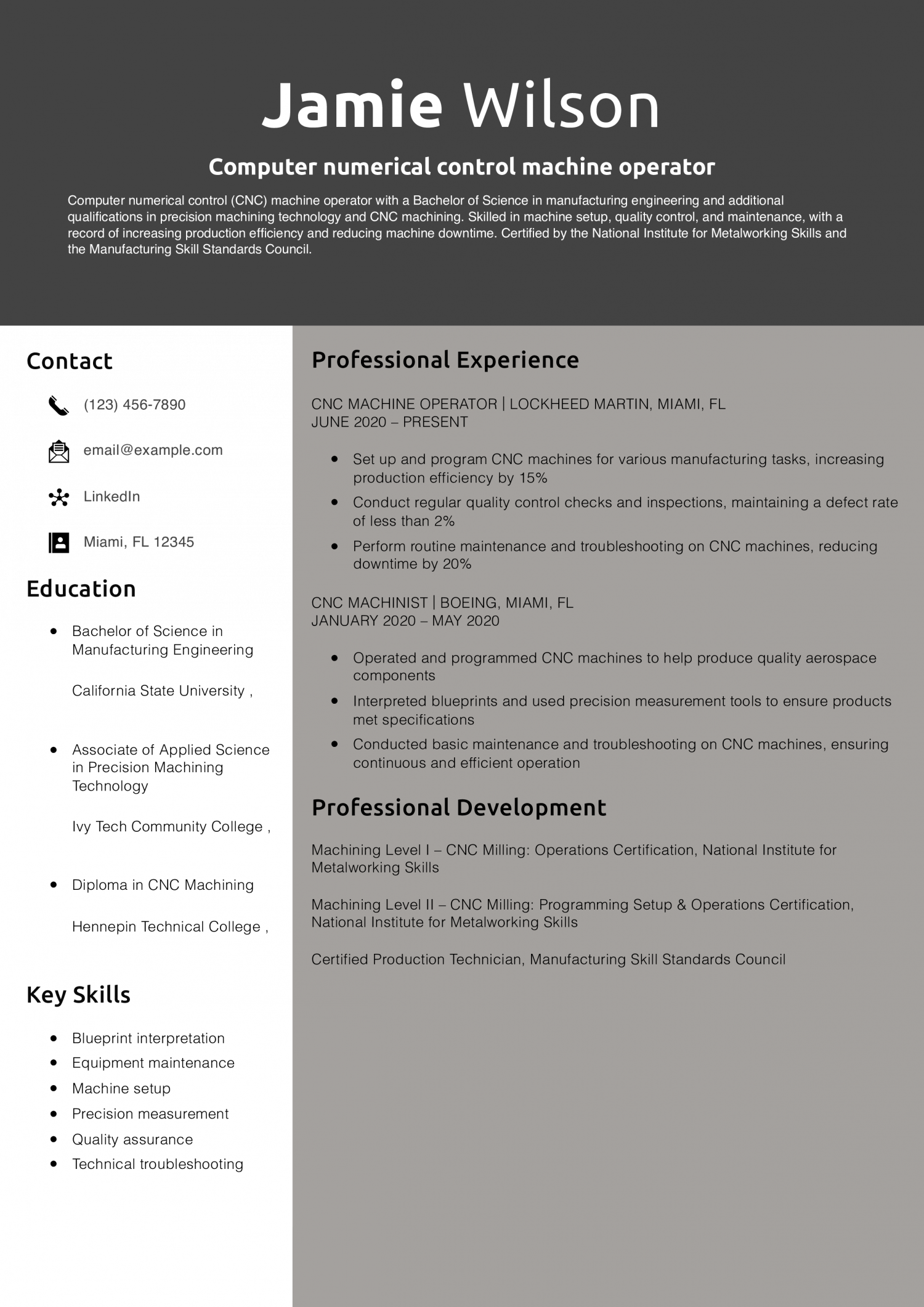 Computer numerical control machine operator