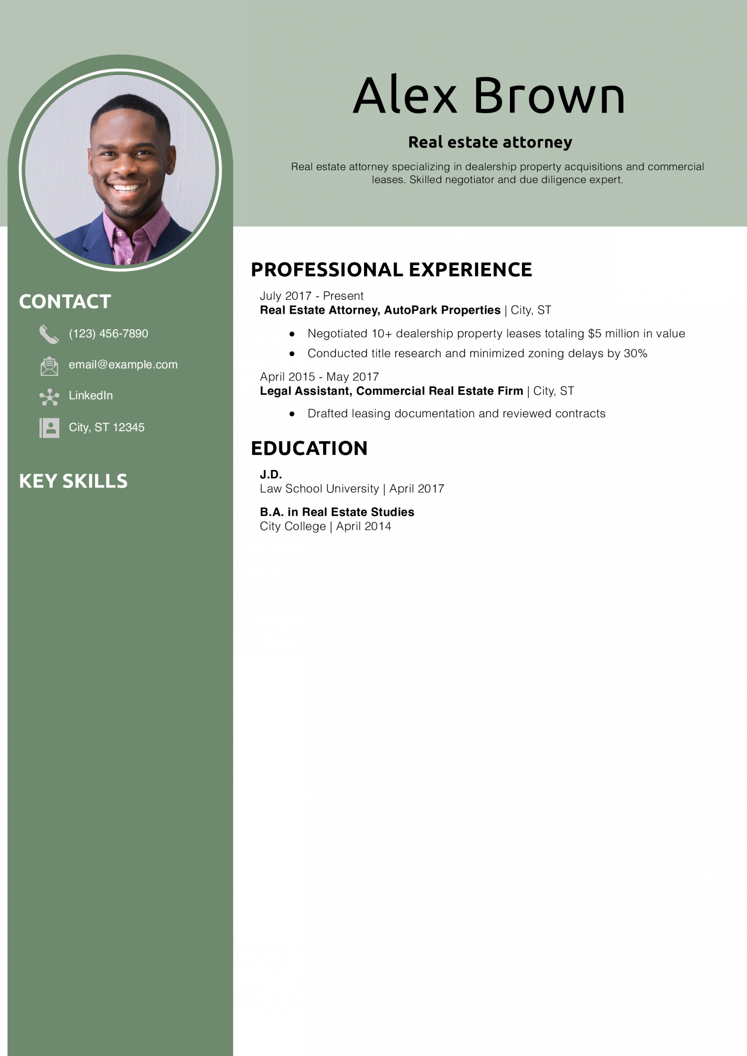 Real estate attorney resume example