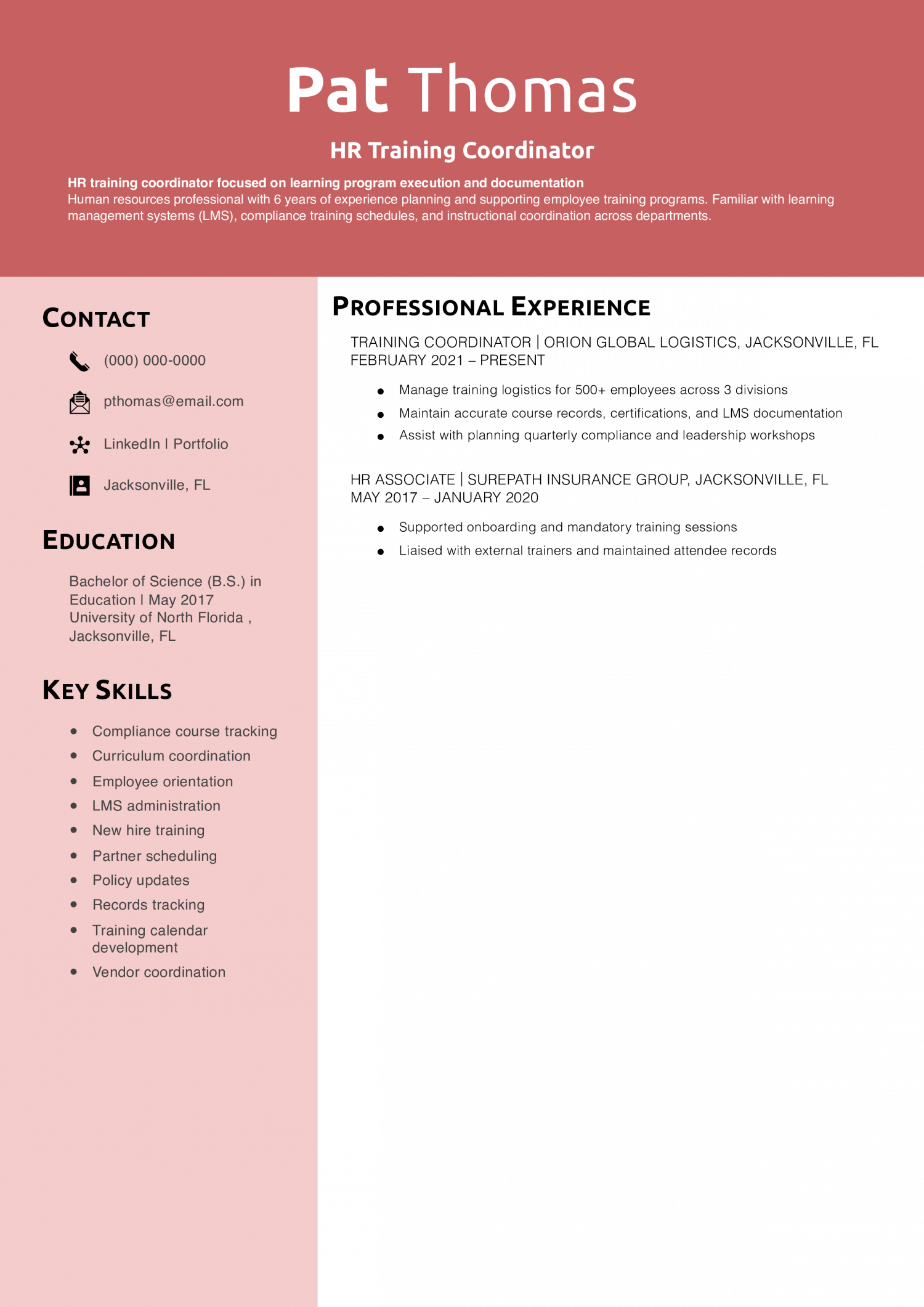 HR Training Coordinator Resume _Copy