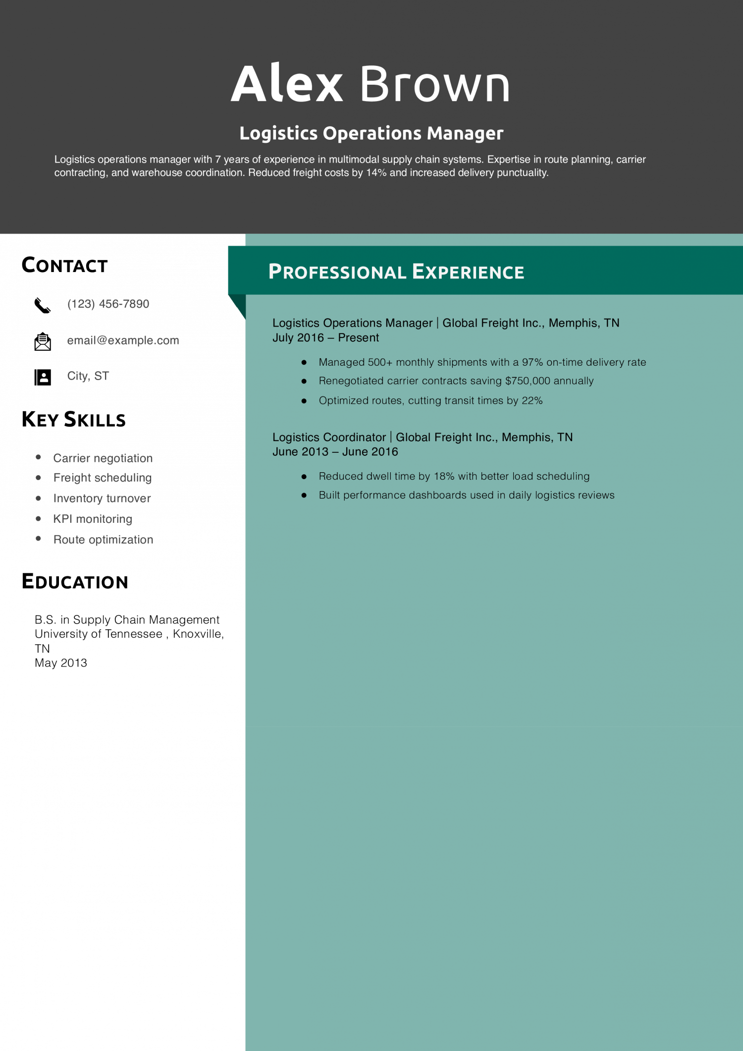 Logistics Operations Manager Resume 