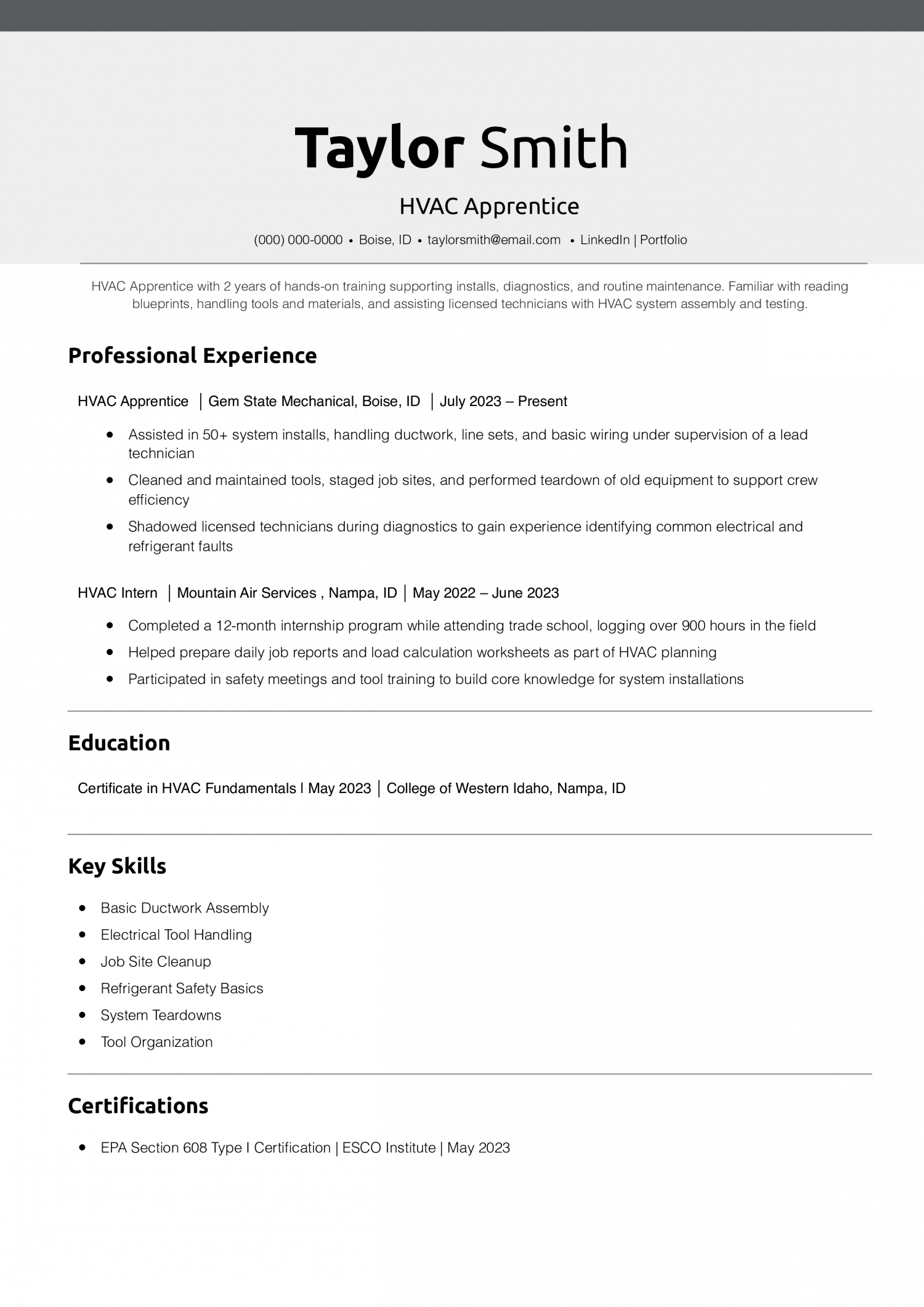 HVAC Apprentice