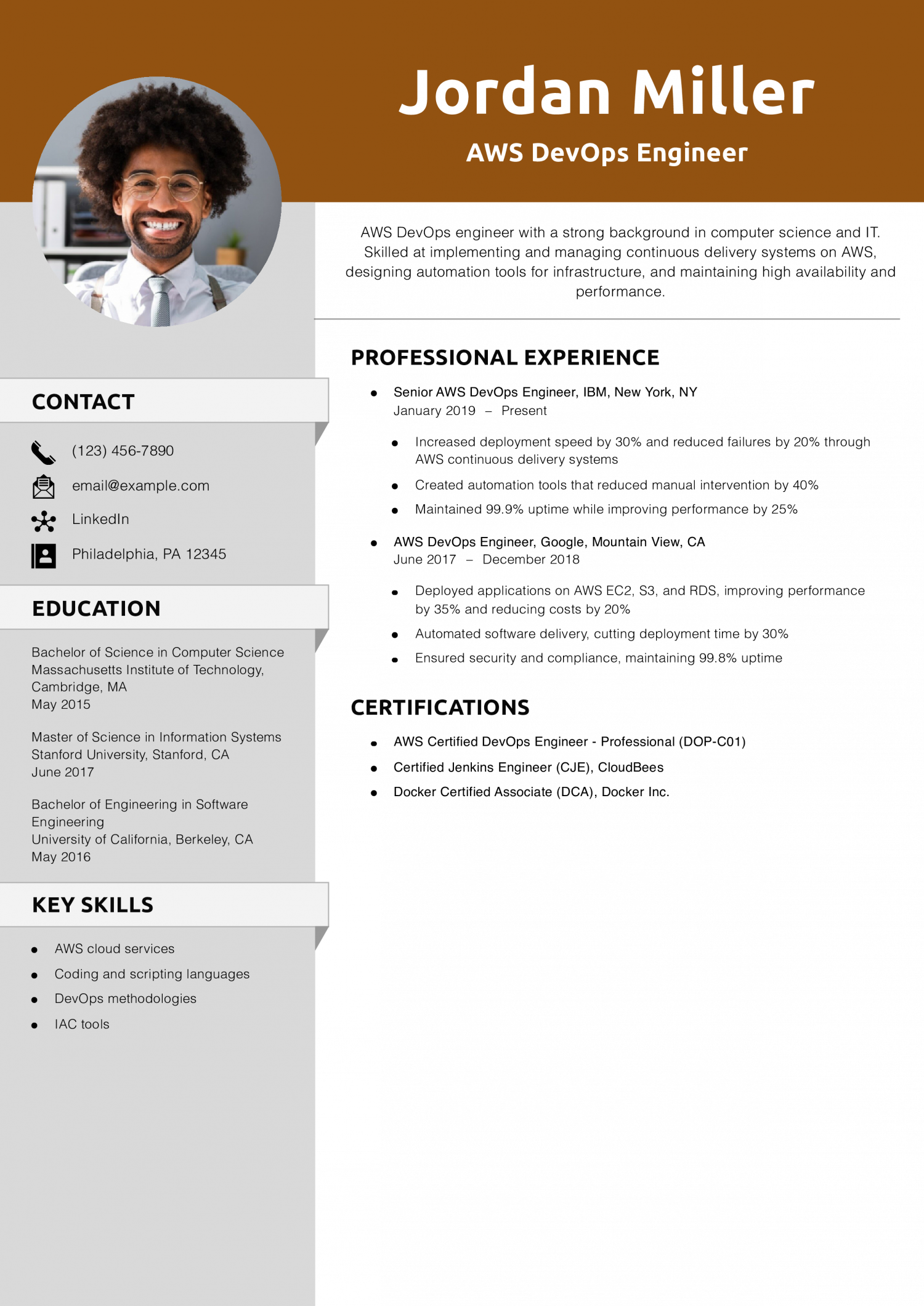 AWS DevOps Engineer Resume Example