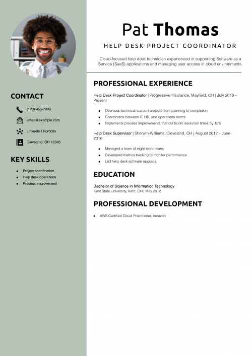 Help Desk Project Coordinator Resume Example 