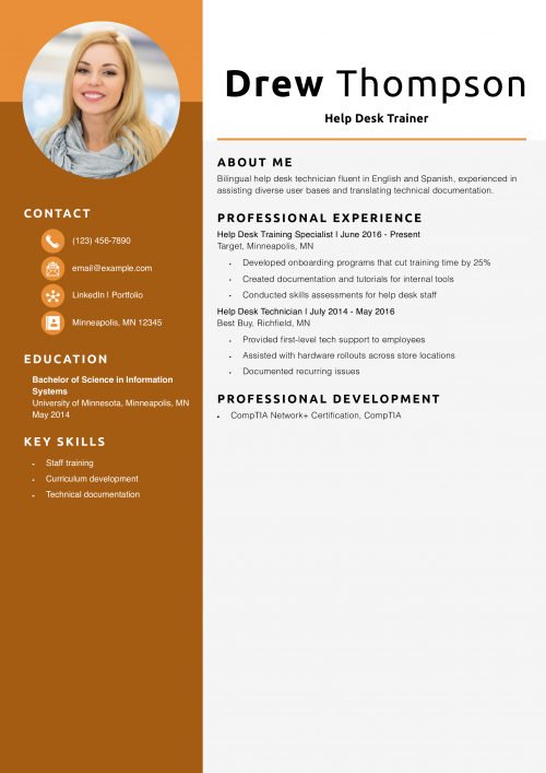 Help Desk Trainer Resume Example 