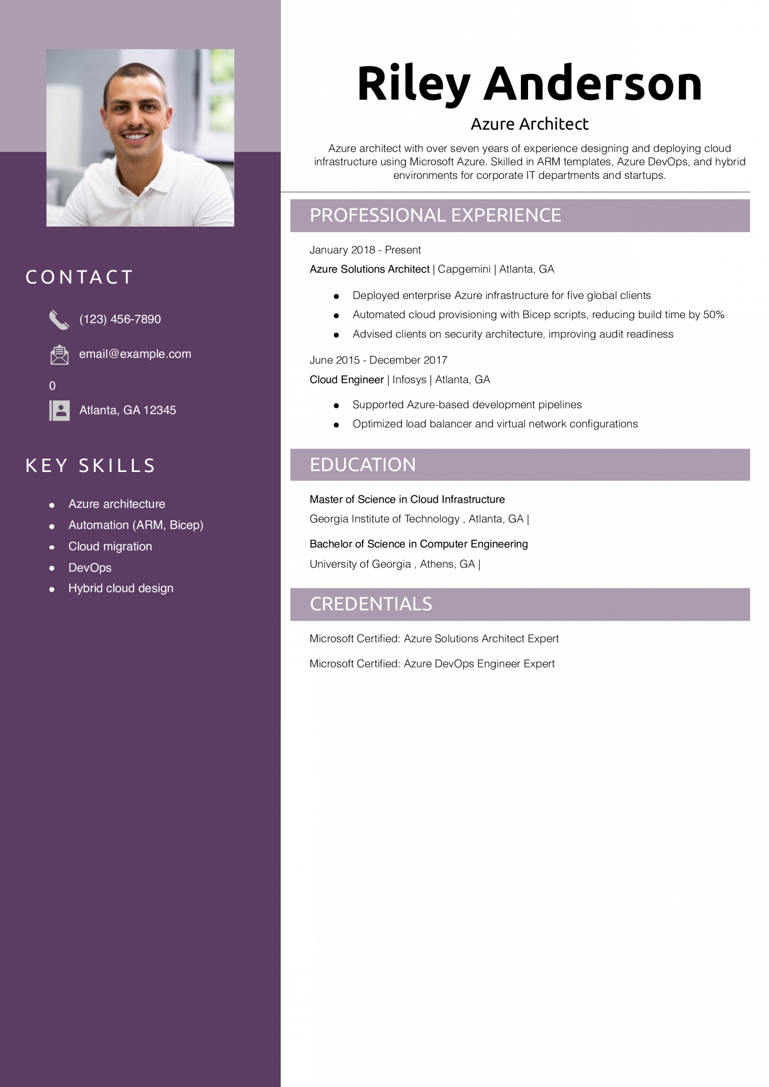 Azure Architect Resume Example