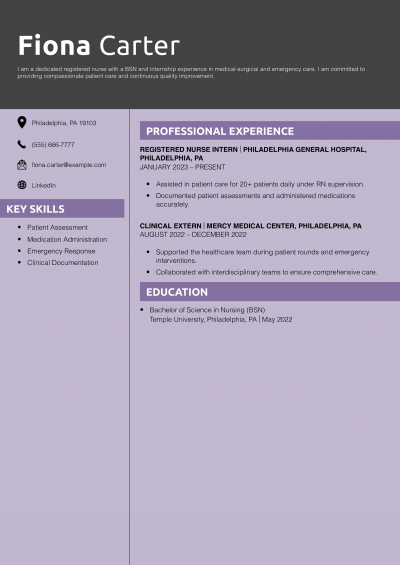 Entry-Level Registered Nurse Resume Example