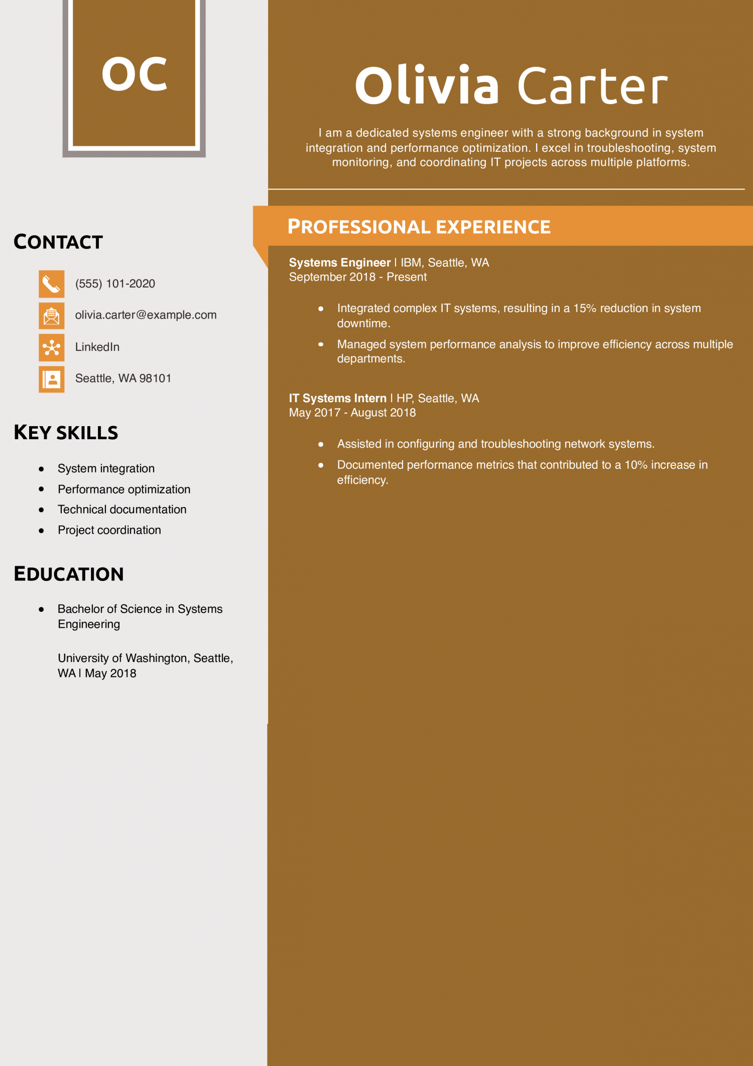 Mid-Level Systems Engineer Resume Example