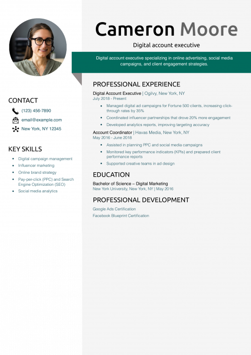 Digital account executive resume example 