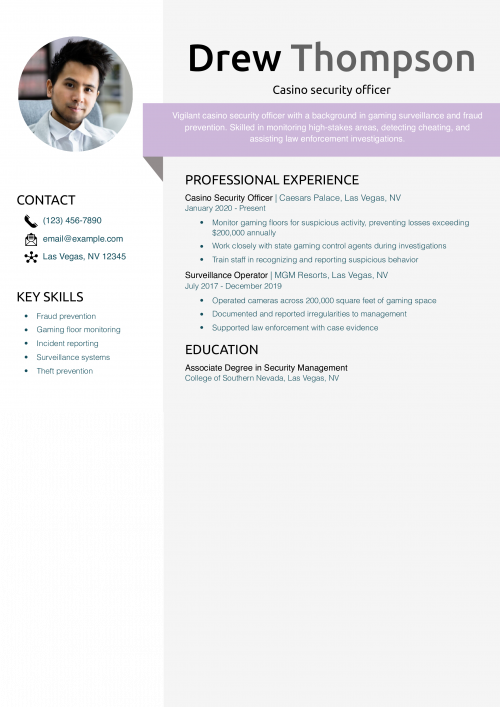 Casino security officer resume example