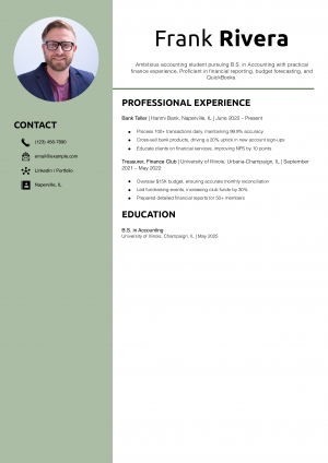 Finance Internship Resume Example