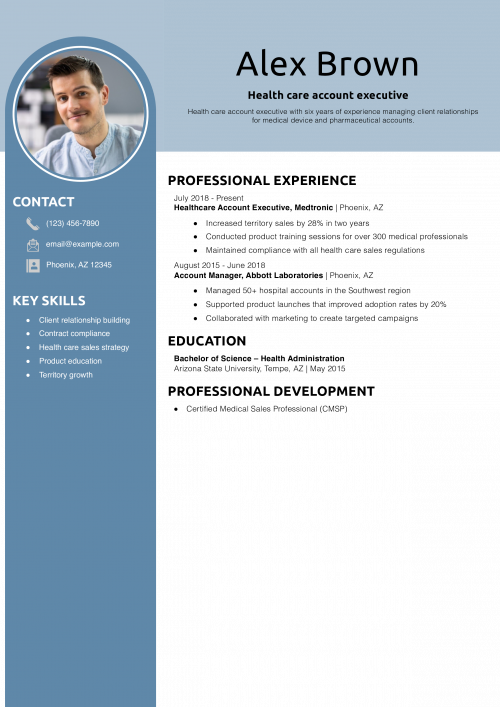 Health care account executive resume example