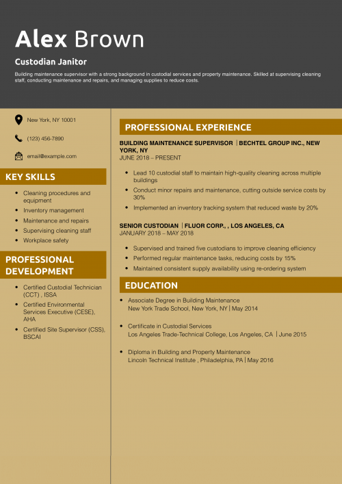 Custodian Janitor Resume Example 