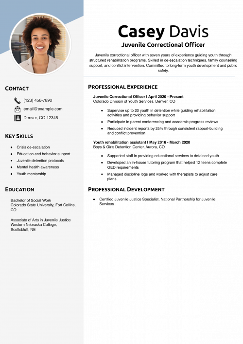 Juvenile Correctional Officer Resume Example 