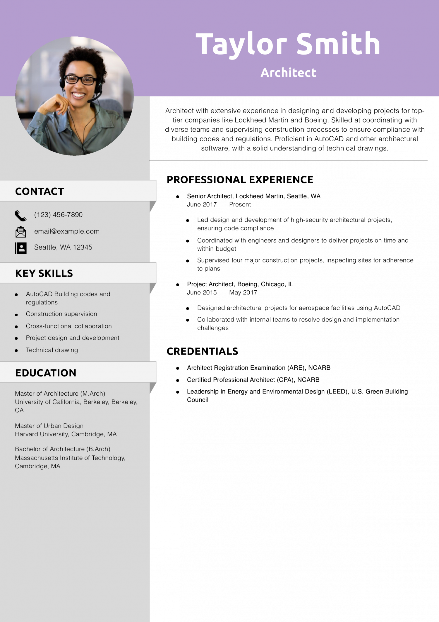 Architect Resume Example