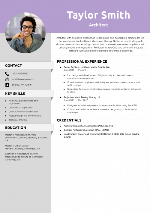 Architect Resume Example