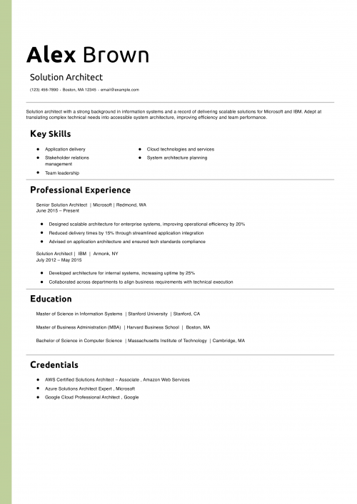 Solution Architect Resume Example