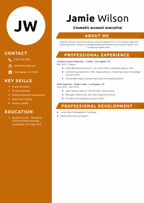 Cosmetic account executive resume example 