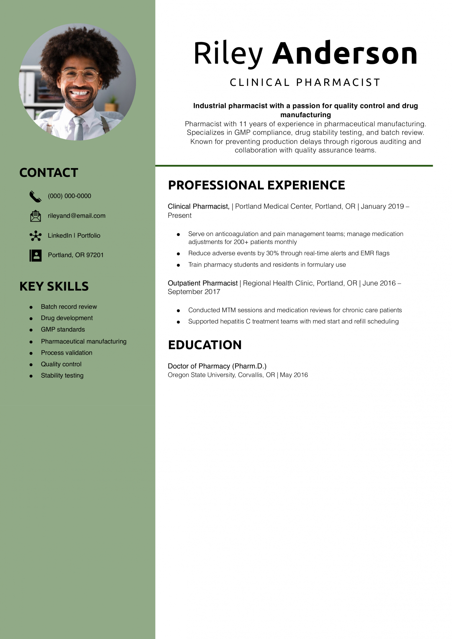 Clinical pharmacist resume  
