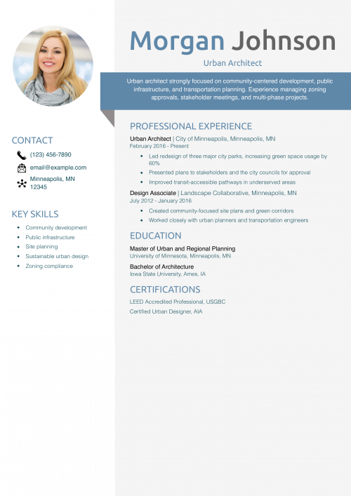 Urban Architect Resume Example