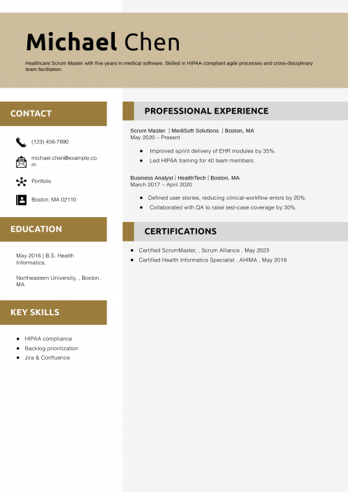  Healthcare Scrum Master Resume Example 