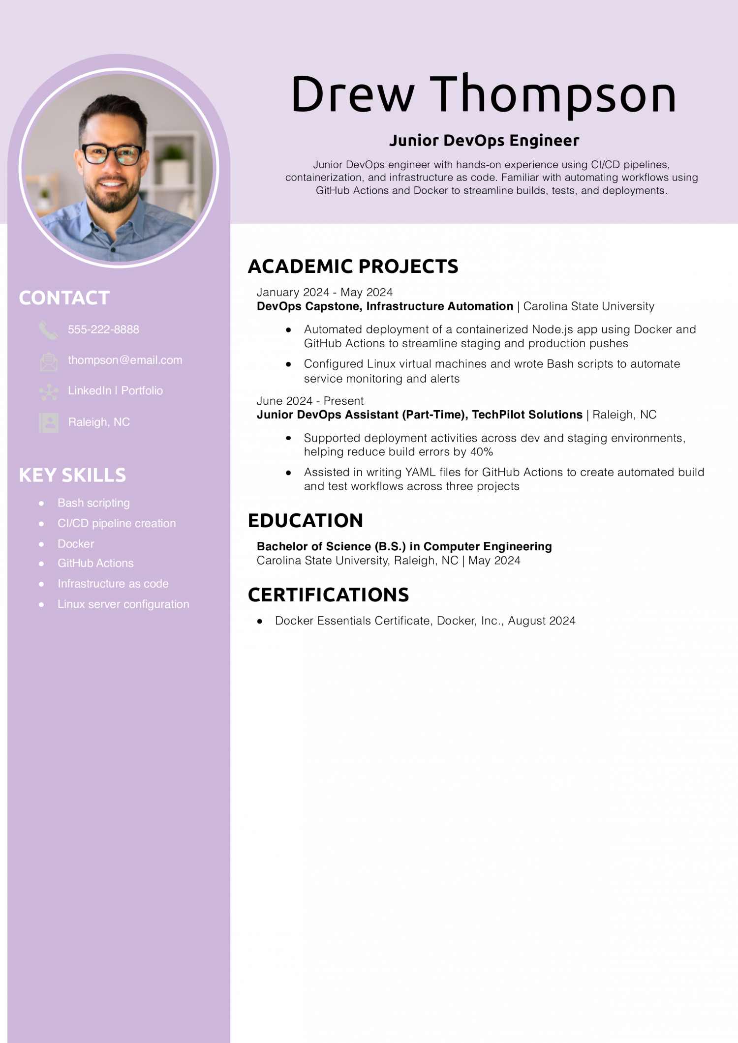 Junior DevOps Engineer Resume 