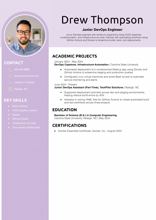 Junior DevOps Engineer Resume 