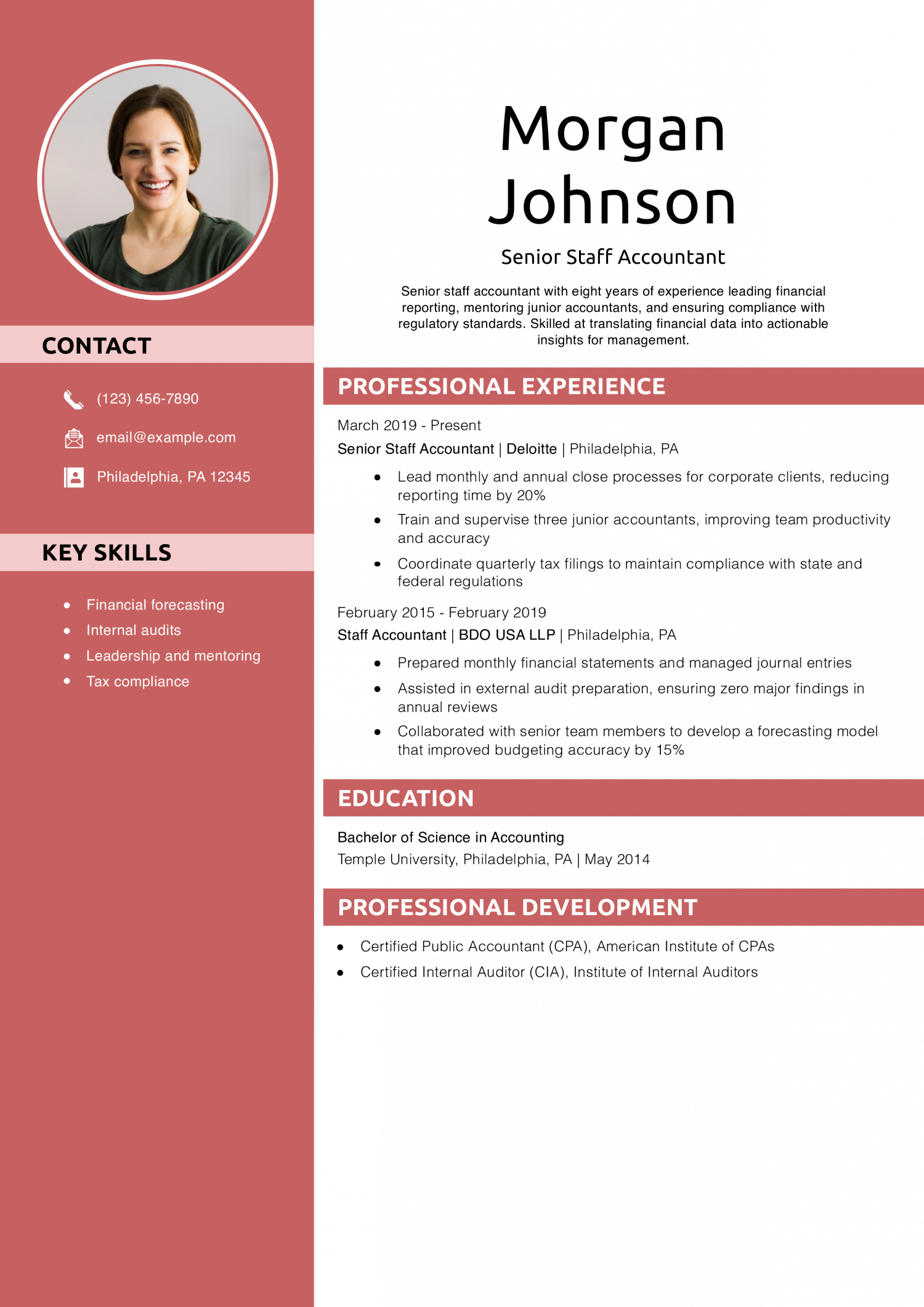 Senior Staff Accountant Resume Example